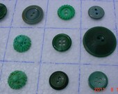 Shades of Forest Green Vintage Button Lot