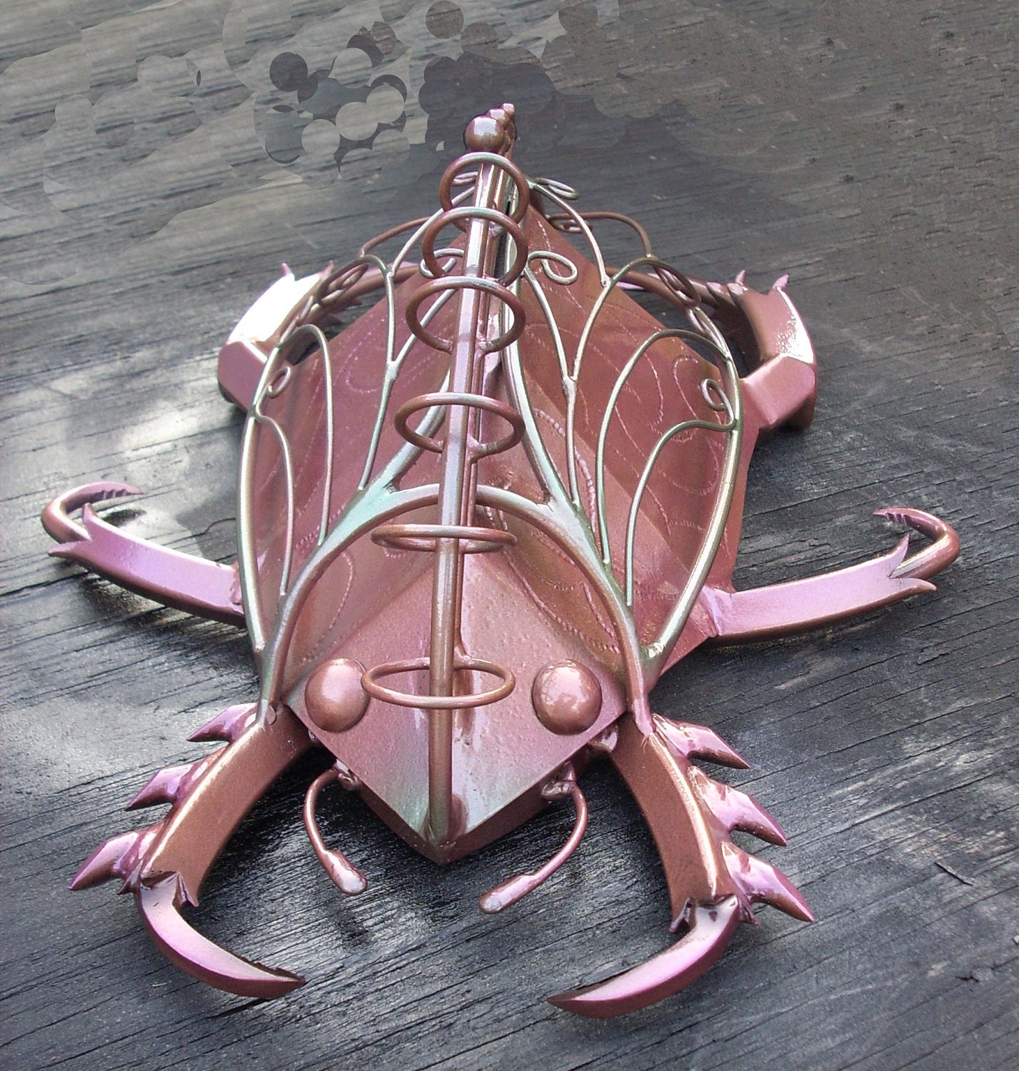 Metal art sculpture "Steel Beetle":metal sculpture,home decor,wall art,wall decor,American made,bugs,insects,Egyptian art
