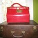 Red Leather 1950 Doctor Handbag with Lock and Key