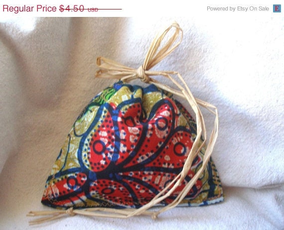 African wax Jewelry drawstring pouch raffia ecofriendly gift wrapping by Fianaturals(add-on)