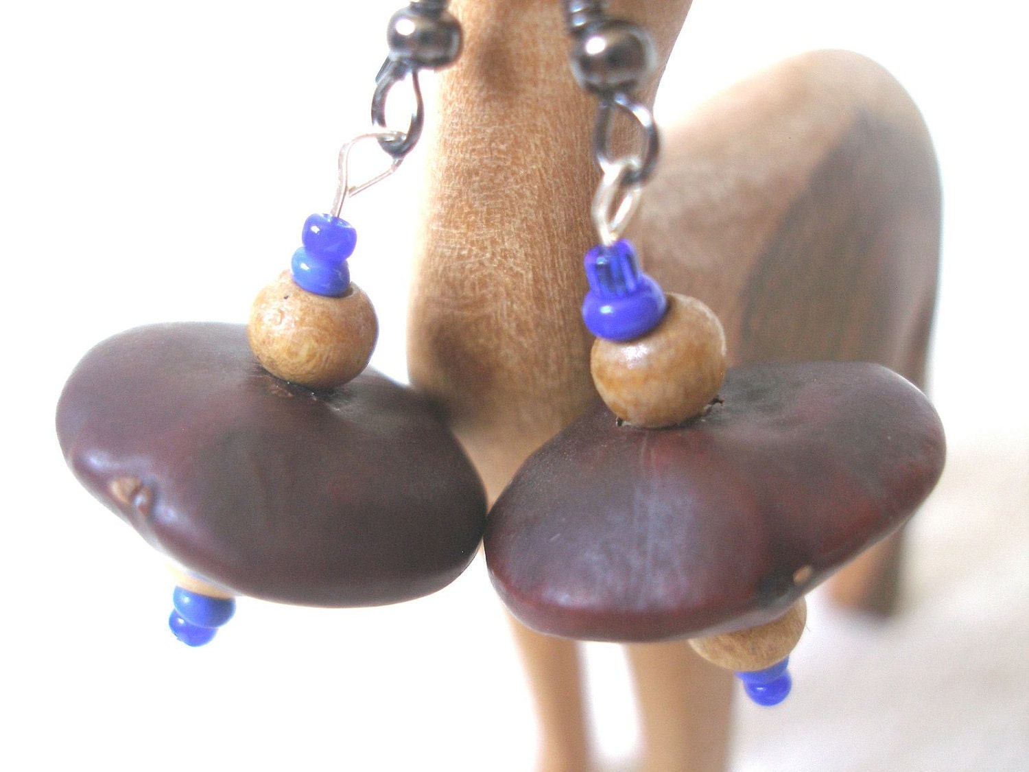 African seed blue earrings by Fianaturals on Etsy