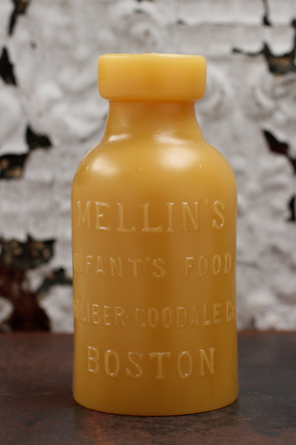 Beeswax Candle - antique bottle shaped - " INFANT'S FOOD" - by Pollen Arts - Md.