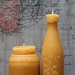 Beeswax Candle Set - antique bottle shaped - "Sm. Milk Weed Cream and Lime Juice w/ flowers" - by Pollen Arts - Sm