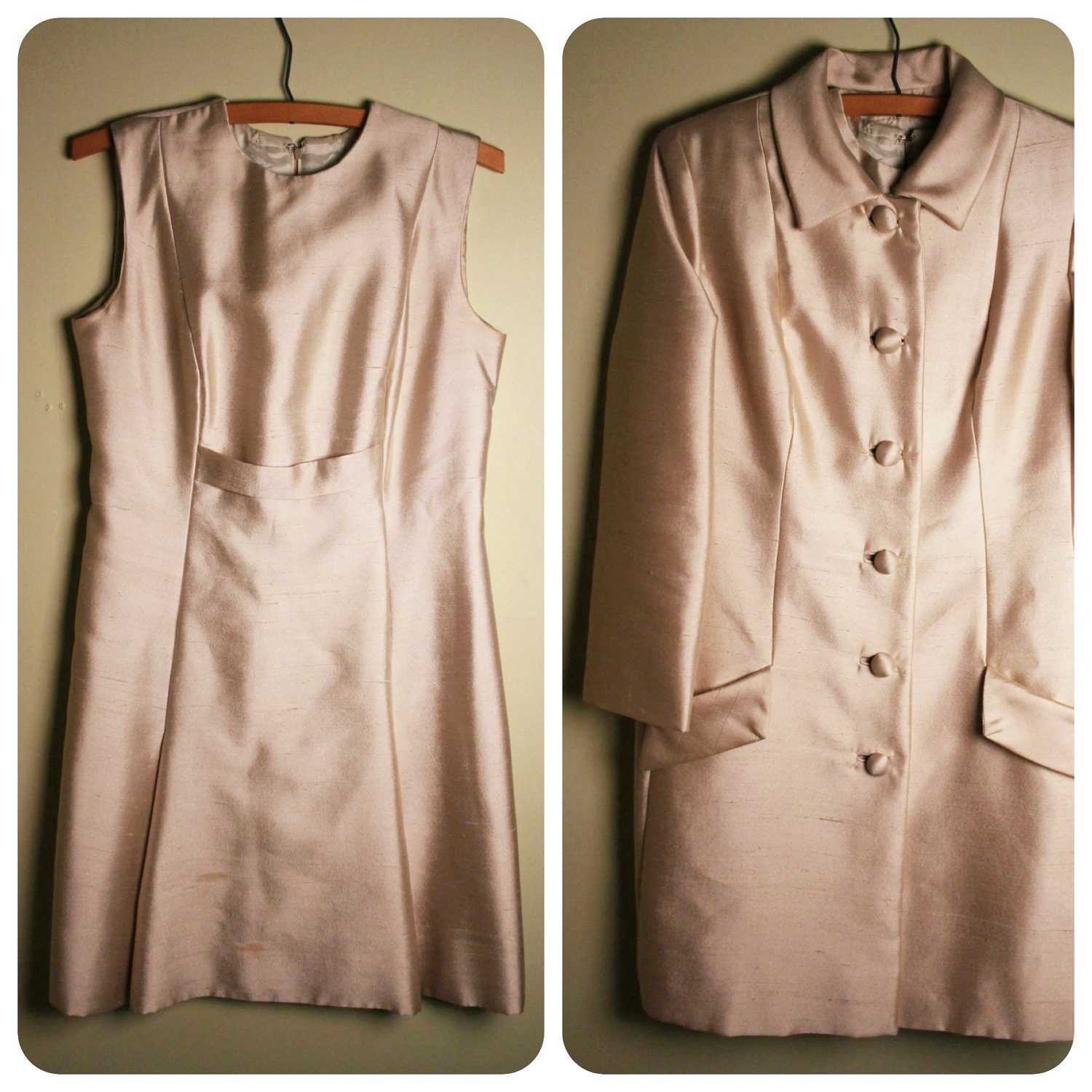 SALE-Cream Wiggle Dress with Matching Coat-WAS 65