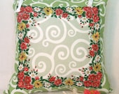 Coral Swirling Rose Vintage Handkerchief