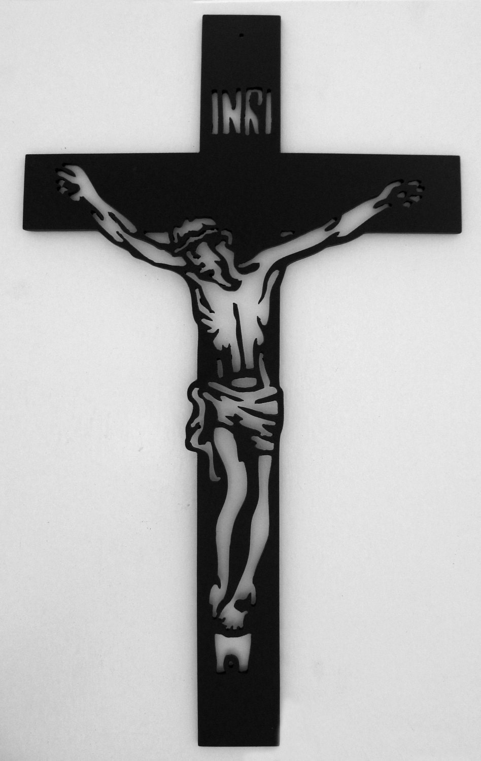 Items similar to Crucifix Metal Art - Black on Etsy