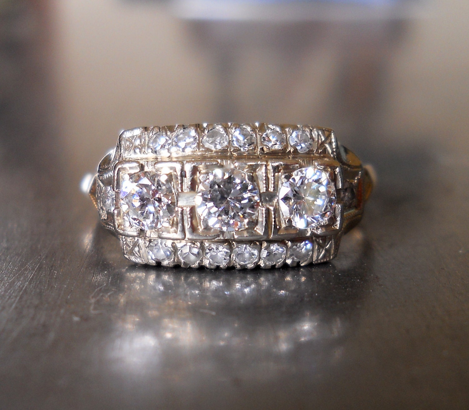 Engagement Ring - Antique Diamond Art Deco Ring