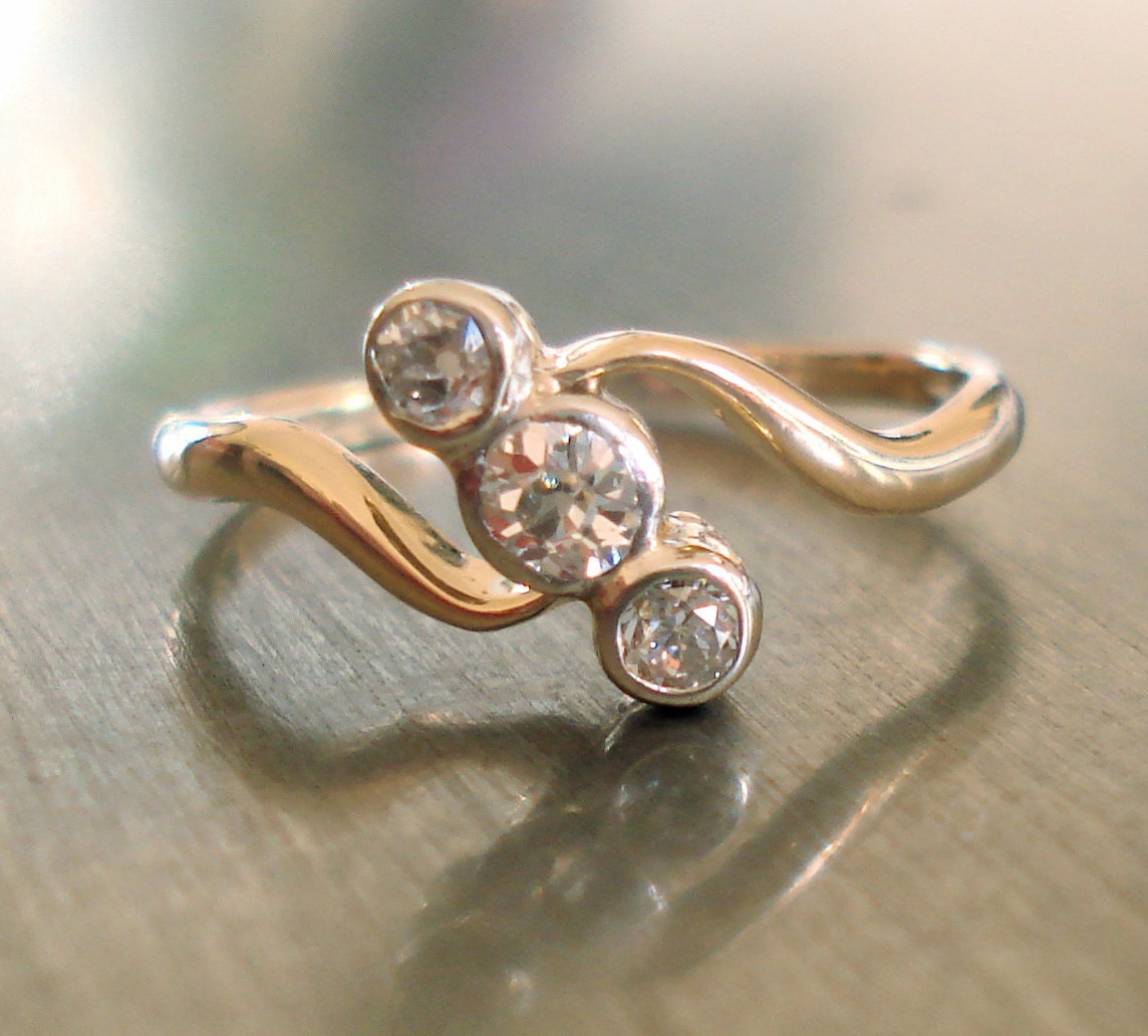 Antique Diamond Engagement Ring in Art Nouveau Style