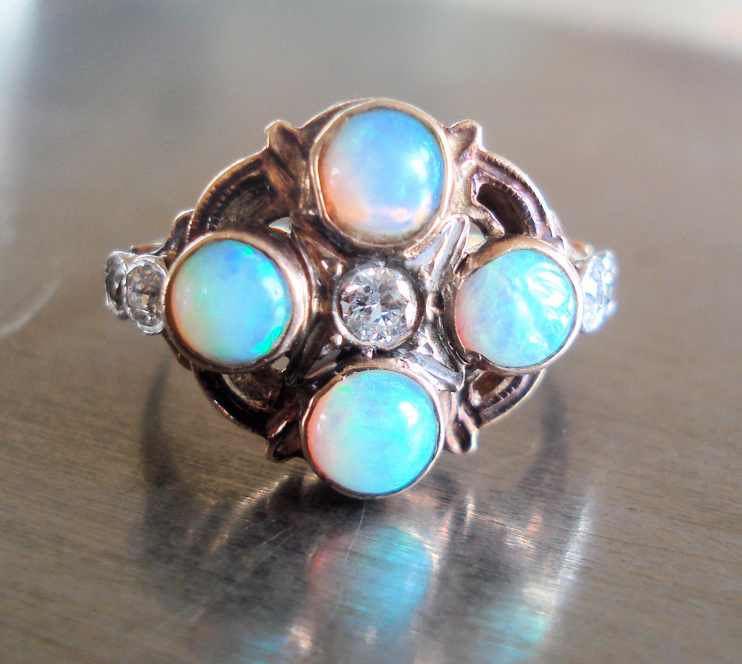 Antique Opal and Diamond Ring