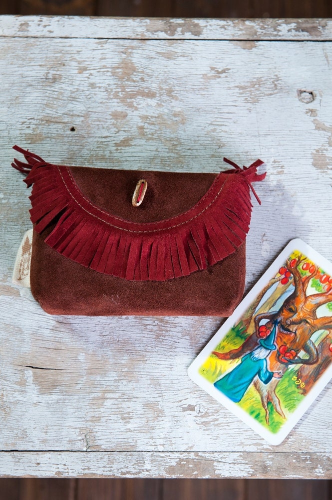 Leather Tarot Bag, Leather Case for cards, Adjusted to Merlin the Magician cards, Osho cards, Tarot card pouch, Made to Order