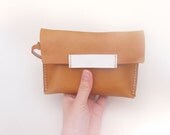 Blackorange Leather Clutch