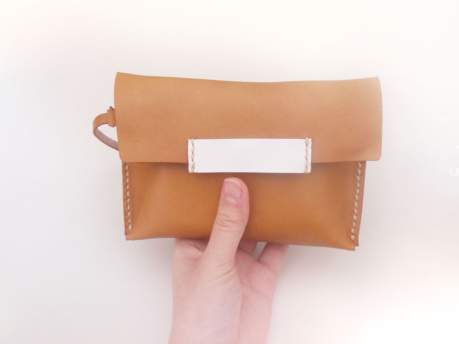 Blackorange Leather Clutch