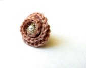 Spring Rose Pearl Cocktail Ring - pink powder crochet