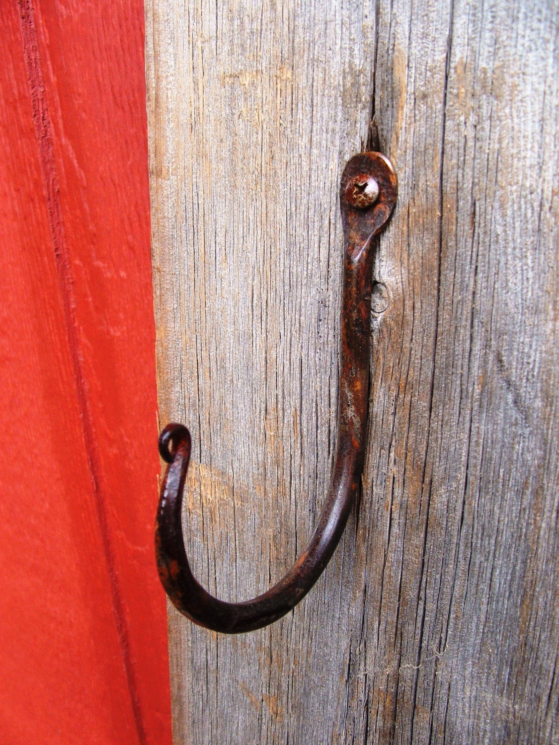 Large Wrought Iron Wall Hook by FurnaceBrookIron on Etsy