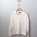 vintage 80s paper white cotton lands end v-neck sweater / womens large