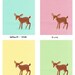 one spring fawn. baby deer on blue - LARGE 11 x 14 art print  (MORE COLORS available)