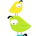 quail stack. three little birds. blue, green, yellow - 8.5 x 11 art print (MORE COLORS available)