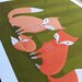 nursery art print. fox family. woodland forest friends in orange and green - LARGE 11 x 14 art print for baby, children, kids room