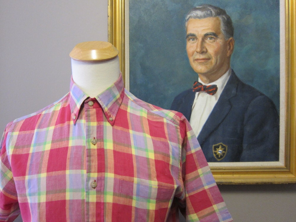 Vintage Indian Madras Sport Shirt 15.5 by Gitman Brothers