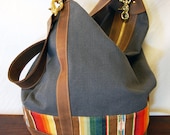 The Chimayo Bag // Heavy Brushed Twill, Leather, and Rainbow Contrast. Converts from Backpack to Tote