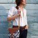 The Taplin Purse // Black and White Ikat and Duck Cloth with Cognac-colored Leather Closure and Strap