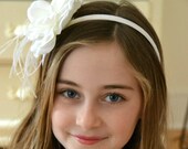 ELLA-White Flower Girls Headband, Bridal Headpiece, Wedding Accessory, Wedding Hair Flowers, Wedding Headband