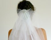 White Bridal Birdcage and Tulle Veil