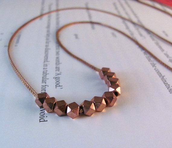 Galaxy - Long Geometric Necklace in Solid Copper