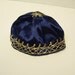 Blue satin gold braid vintage kippot yarmulke