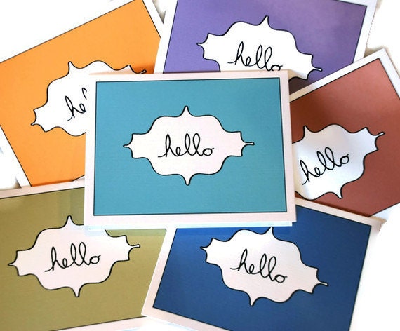 Hello Note Cards - Thank You Cards - Set of 6