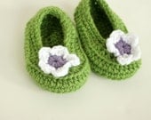 Baby Crochet Booties - Ballet Flower Design - You Pick Size and color