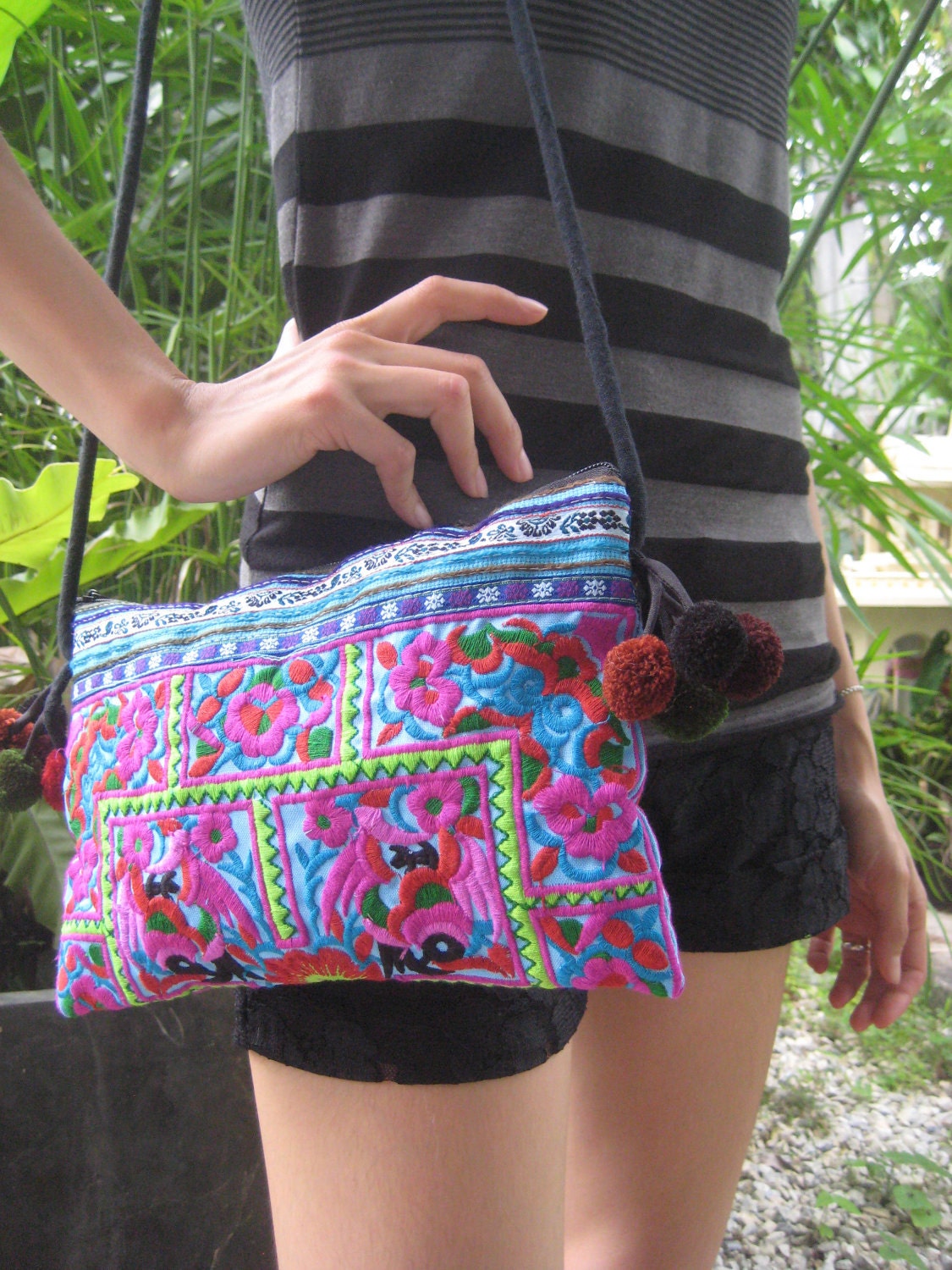 Hmong Old Vintage Style Ethnic Thai Boho Medium Size Bag