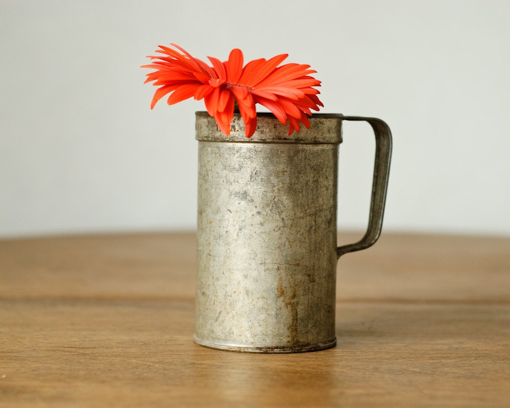 Vintage Metal Can - Shabby Chic Home Decor - Garden - Planter - Vase