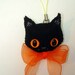 Halloween Black Cat with Orange Eyes Felt Brooch/Ornament