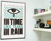 Typography print  Movie poster Blade runner  Scandinavian style Tears in rain   A2 size