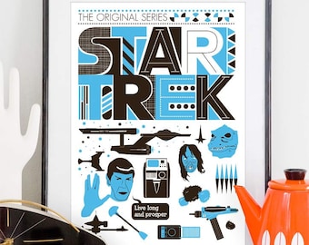 Star Trek Poster Movie poster Retro Scandinavian style - The Original Series A3