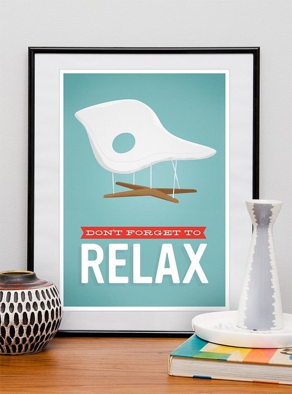 Retro Art, Eames poster, Retro office poster, Mid century modern, Motivational poster print "dont forget to relax" A3