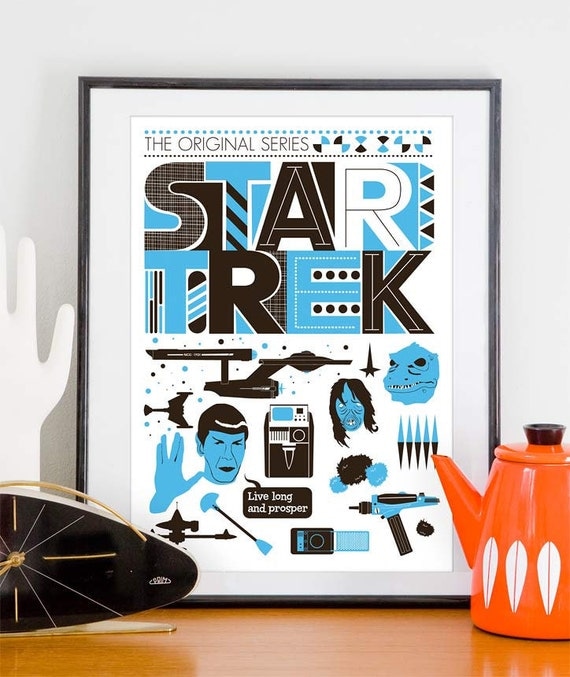 Star Trek Poster Movie poster Retro Scandinavian style - The Original Series A3