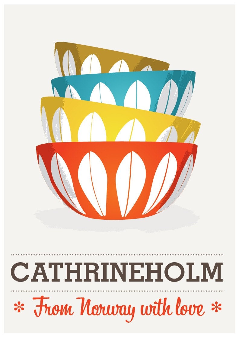 Cathrineholm,  Mid century poster,  scandinavian print,.  Art for Kitchen.   Retro print.  Cathrineholm from Norway  A3