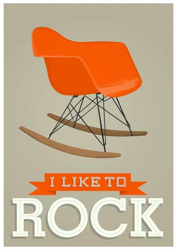 Eames poster Mid Century Art Print   Nursery art  print  I Like to Rock modern   A3 Vanilla