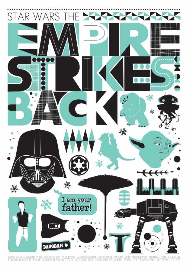 Empire strikes back poster, Star Wars poster, movie poster, scandinavian style, kids wall art, nursery art, retro,  A2