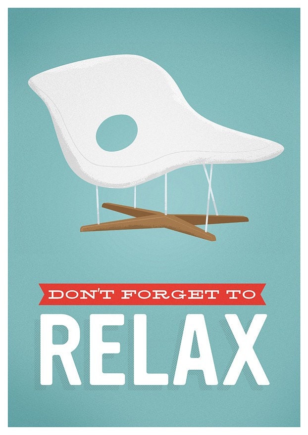 Retro Art, Eames poster, Retro office poster, Mid century modern, Motivational poster print "dont forget to relax" A3