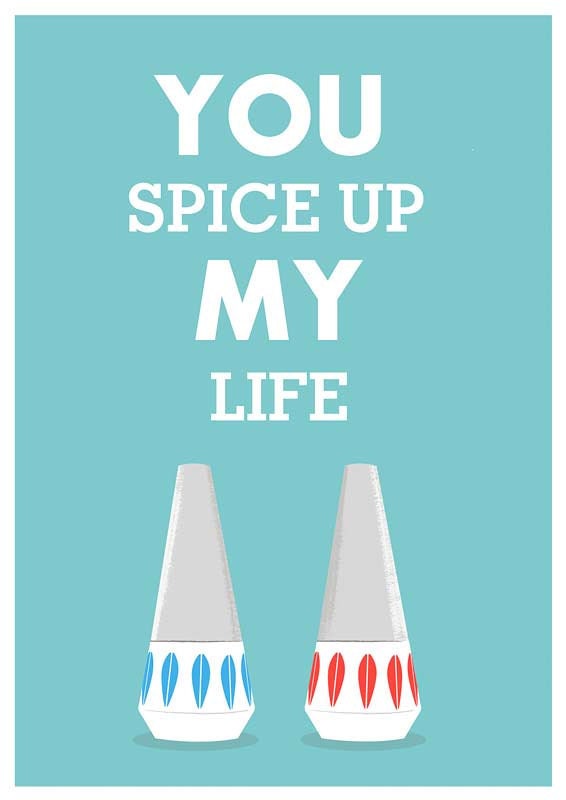 Wedding Gift Anniversary Present Quote art Love print Cathrineholm poste "you spice up my life" A3