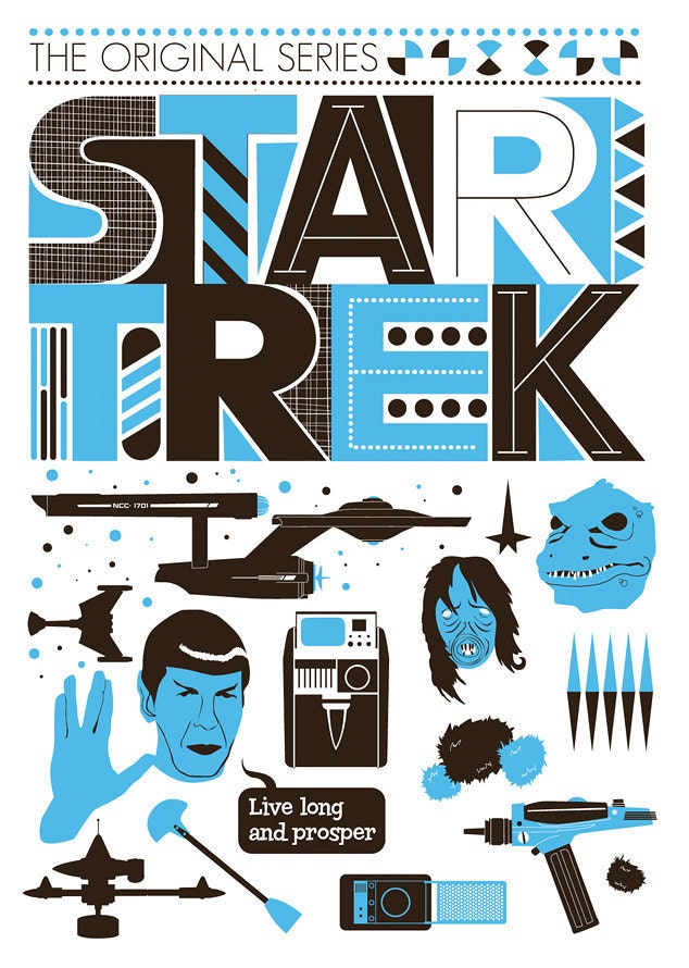 Star Trek Poster Movie poster Retro Scandinavian style - The Original Series A3