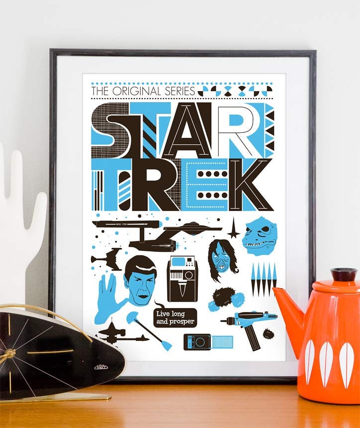 Star Trek Poster Movie poster Retro Scandinavian style - The Original Series A3
