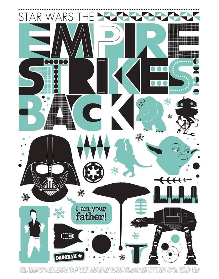 Star Wars Poster Empire Strieks Back  11x14  custom color