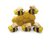 Honey Bees & Honeycomb Toy - Handmade Wooden Toy - ArmadilloDreams