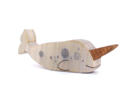 Narwhal Whale - Nautical Toy - Wood Toy - Waldorf Toy