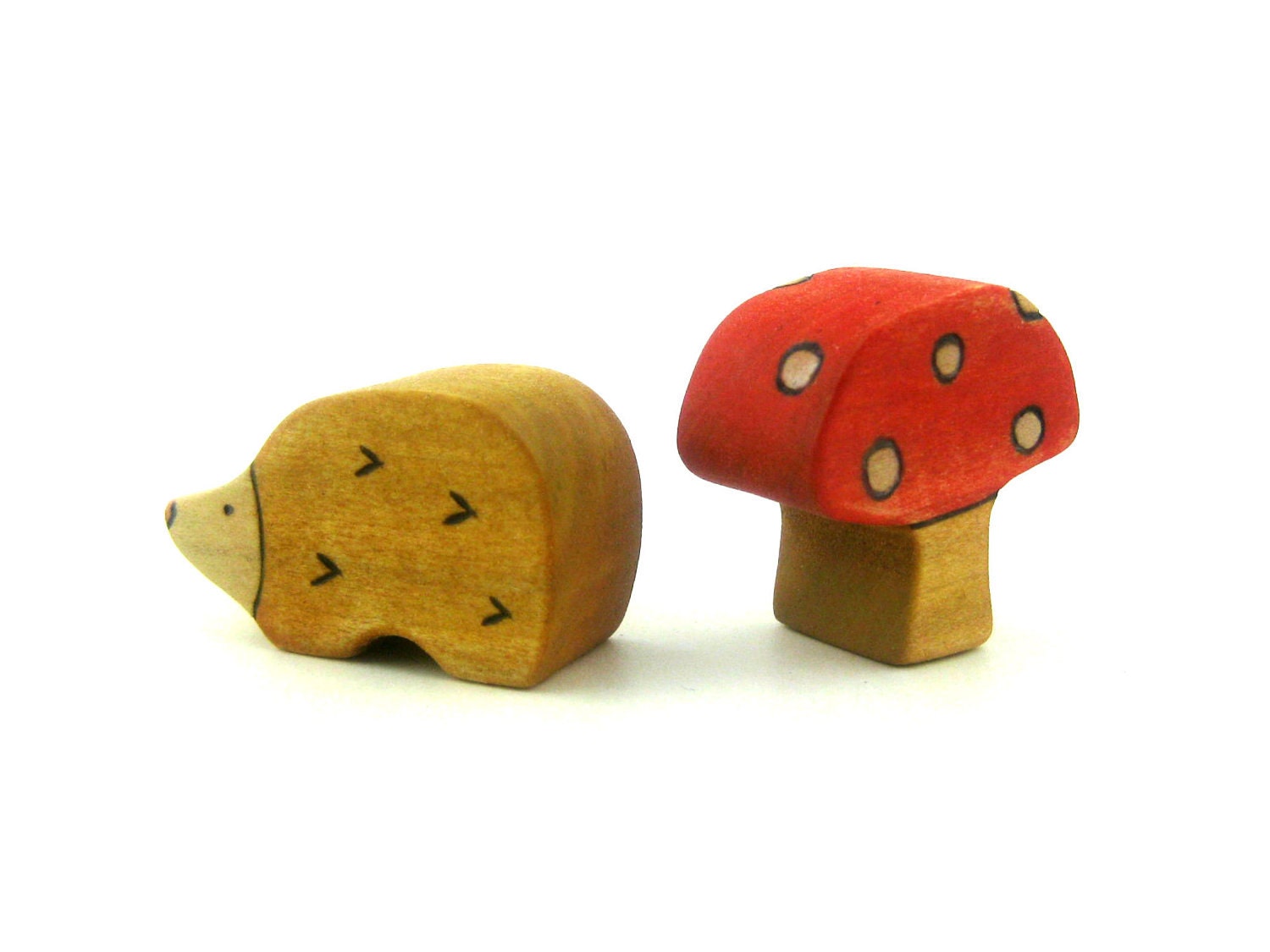 Hedgehog & Mushroom - Waldorf Toy - Wooden Toy