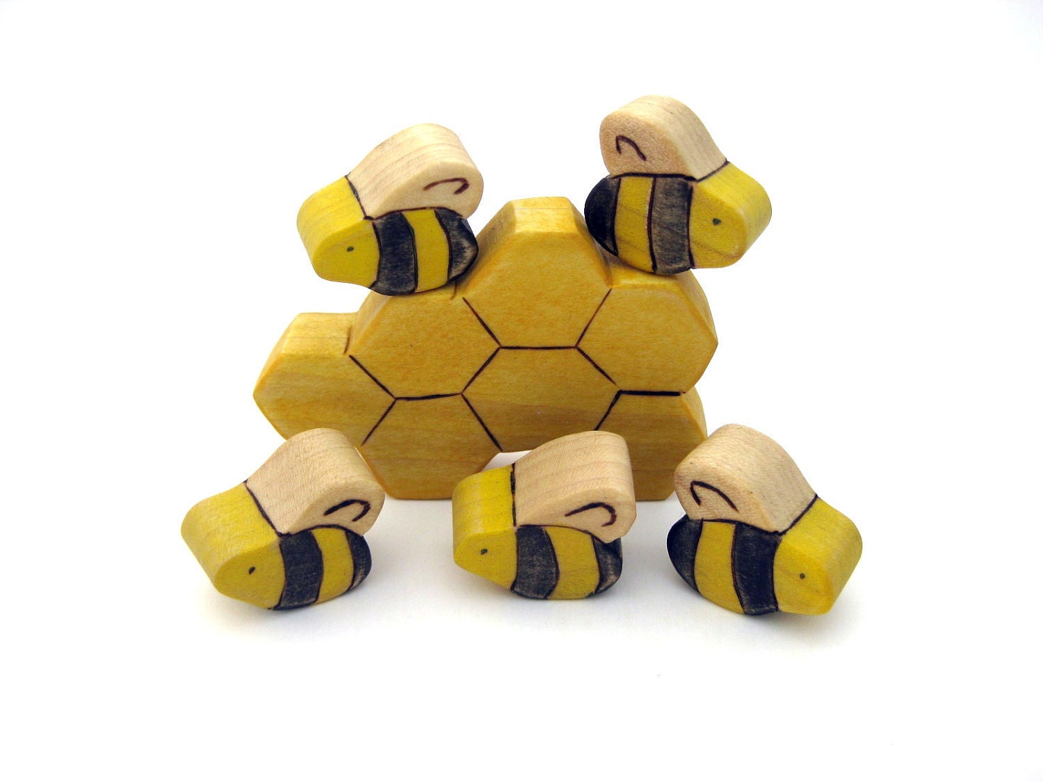 Honey Bees & Honeycomb Toy - Handmade Wooden Toy